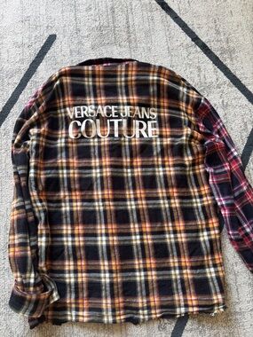 Versace Jeans Collection Men's Red & Black Plaid Flannel Shirt